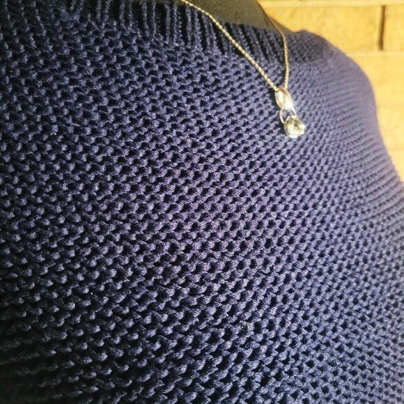 Lauren Ralph Lauren Women's Blue & White Colorblock 3/4 Sleeve Sweater - Size M - Picture 5 of 11